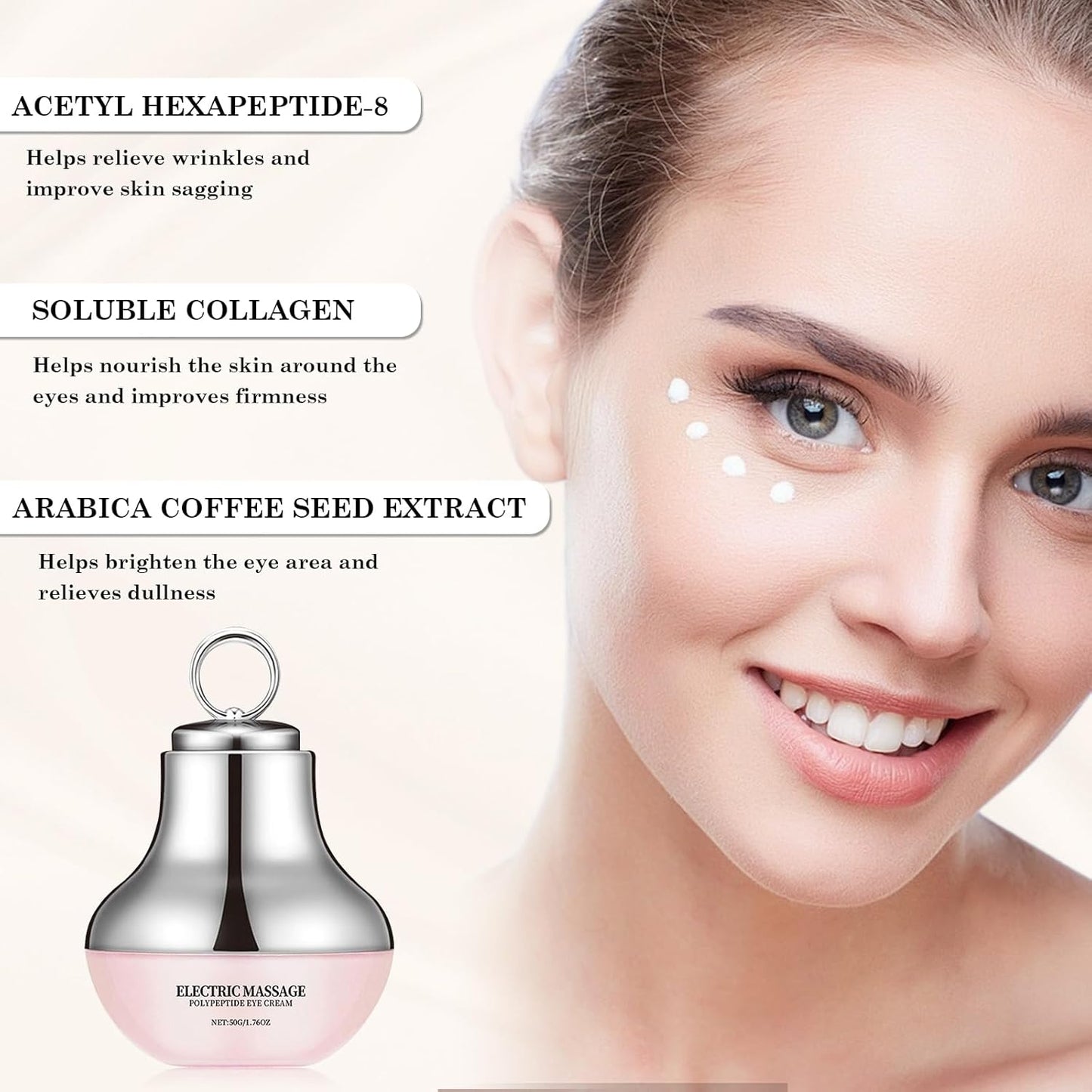 Crema Rassodante per il Contorno dei Occhi, Antirughe, Idratante, Illuminante e Bio.